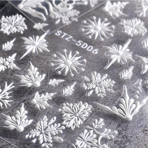 ສະຕິກເກີ 5D Snowflake Nail Art