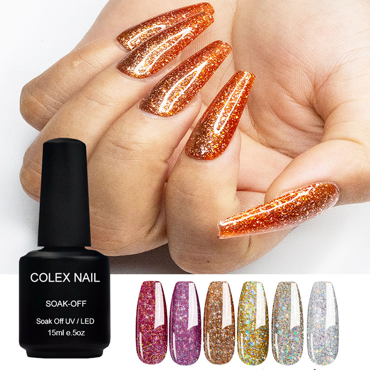 Flash ເພັດສີສີ Glitter nailel ເລັບໂປໂລຍ