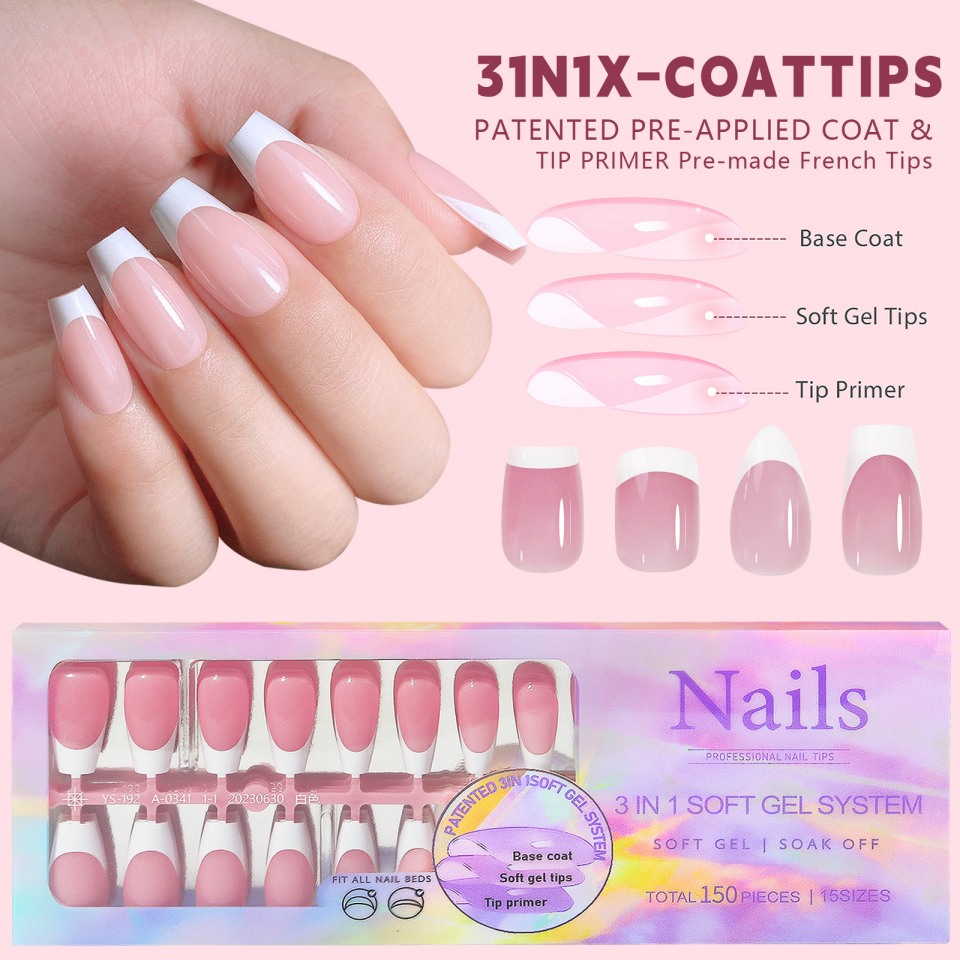 French Tip Press on ເລັບ