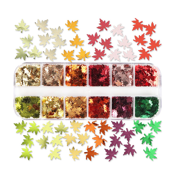 Maple Leaf Nail Sequins 12 ສີ