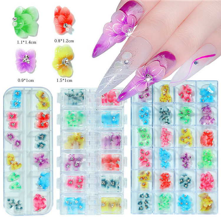 ເລັບ Tickers Rhinestone ດອກ